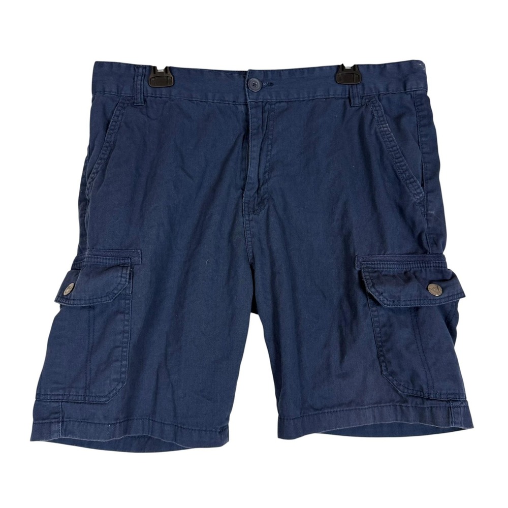 Beach Bros Cargo Shorts Mens 38 Blue Canvas 8 Inseam Utility Pockets Casual